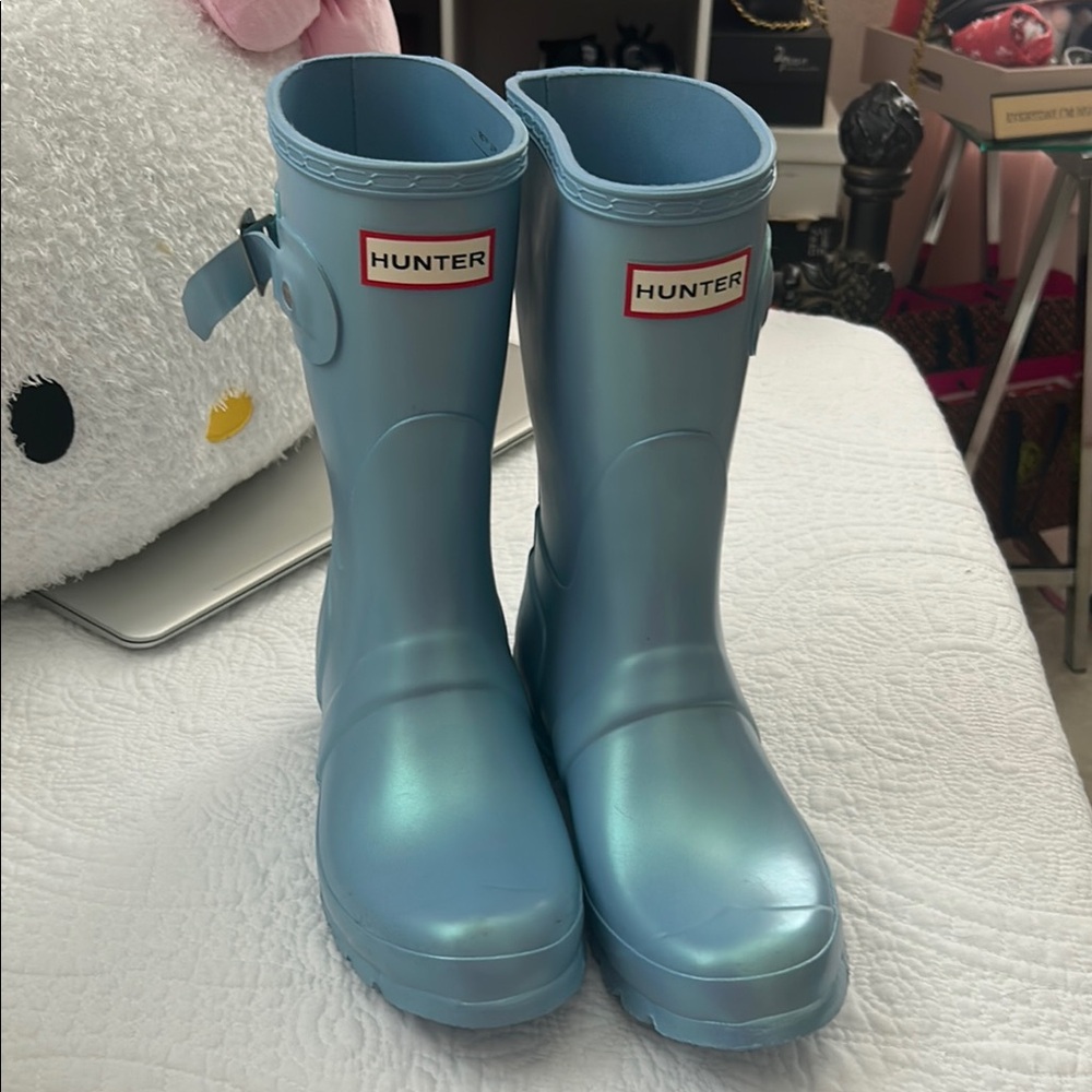 Hunter Shiny Blue Waterproof Boots